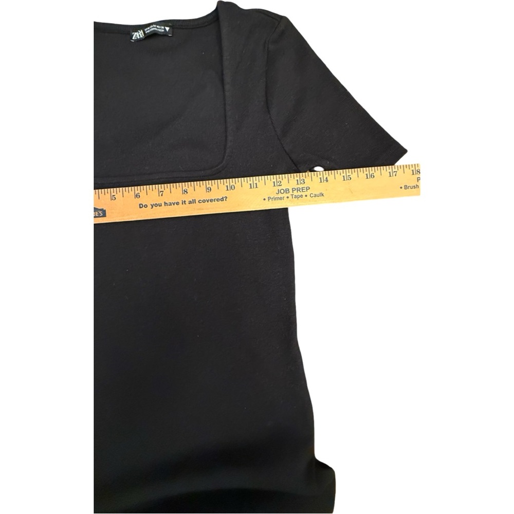 ZARA Black Ribbed Cotton Maxi Dress – M Stretch Knit, Made in Bangladesh - Picture 7 of 7